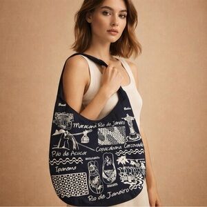 Vintage Rio de Janeiro Graphic Tote Bag | Brazil Travel Souvenir Shoulder Bag